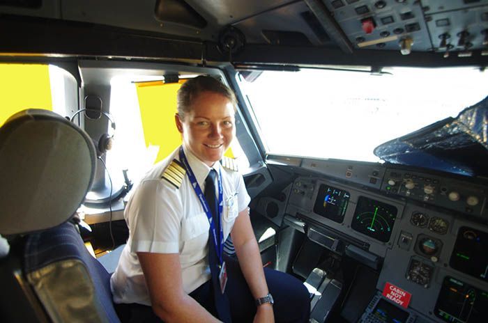 Captain Claudia takes the Airbus helm