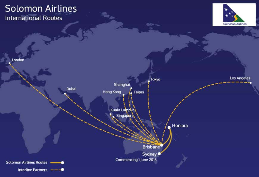Solomon Airlines International Route Map