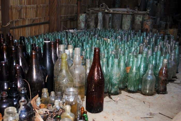 Wintage soft drink bottles Tetere Beach WWII museum